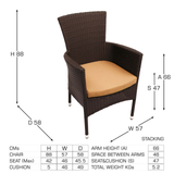 Byron Manor Bayfield Firepit Garden Patio Table with 4 Stockholm Brown Chairs Set