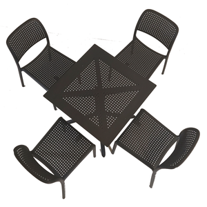 Nardi Clip 70cm Garden Table With 4 Bistrot Chair Set in Anthracite