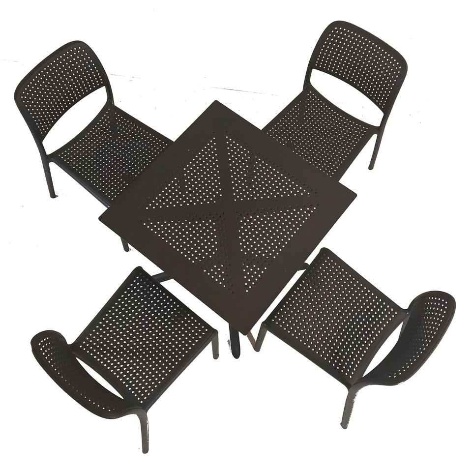 Nardi Clip 70cm Garden Table With 4 Bistrot Chair Set in Anthracite