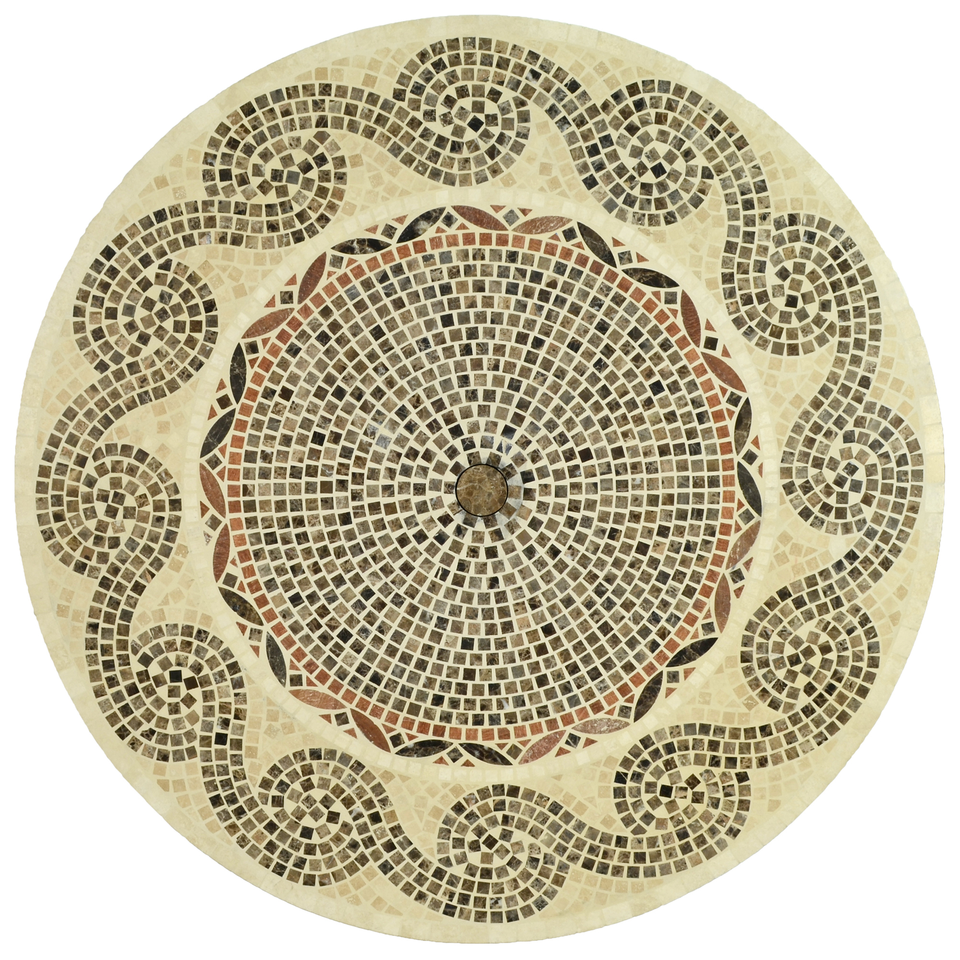 Byron Manor Avignon Mosaic Stone Garden Dining Table With 4 Stockholm Brown Chairs