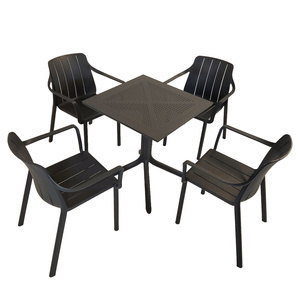 Nardi Clip 70cm Garden Table With 4 Tiberina Armchair Set in Anthracite