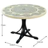 Byron Manor Avignon Mosaic Stone Garden Dining Table With 4 Stockholm Black Chairs