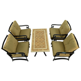 Byron Manor Hampton Garden Stone Rectangular Coffee Table with 4 Windsor Lounge Chair Set