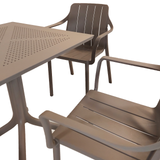 Nardi Clip 70cm Garden Table With 4 Tiberina Armchair Set in Turtle Dove