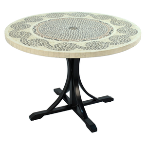 Byron Manor Avignon Mosaic Stone Garden Dining Table With 4 Stockholm Brown Chairs
