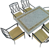 Byron Manor Burlington Mosaic Stone Garden Dining Table with 6 Ascot Chairs