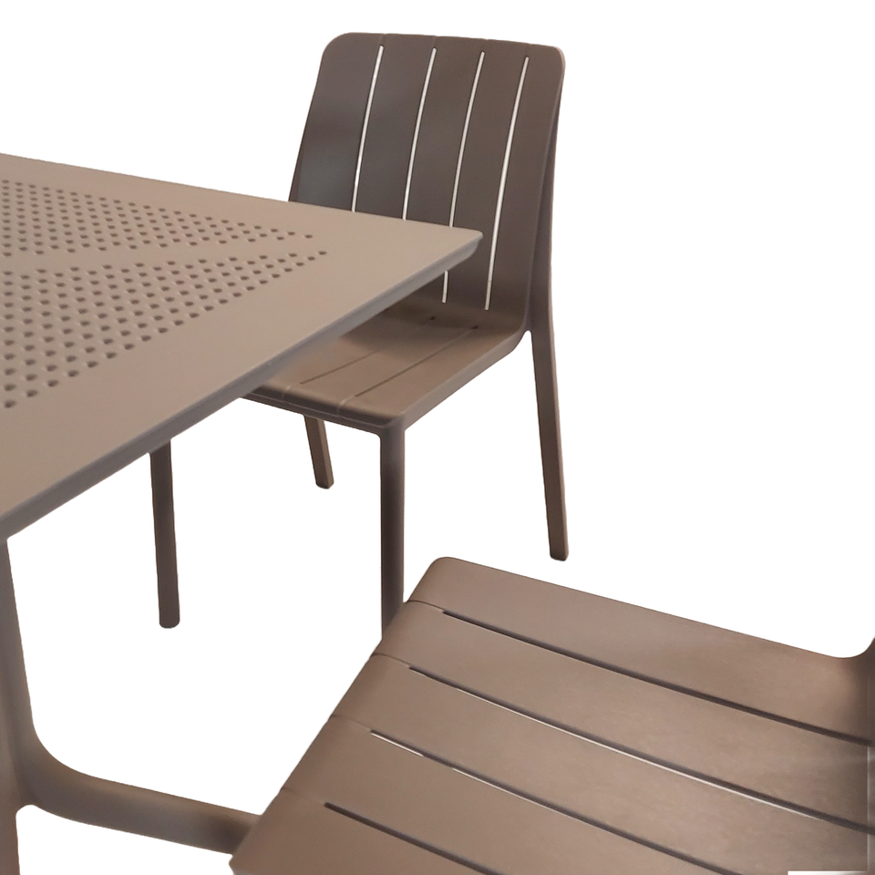 Nardi Clip 70cm Garden Table With 4 Tiberina Bistrot Chair Set in Turtle Dove
