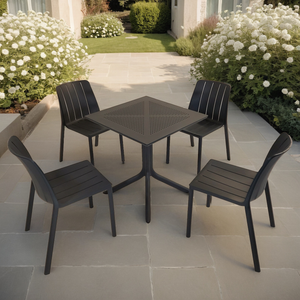 Nardi Clip 70cm Garden Table With 4 Tiberina Bistrot Chair Set in Anthracite