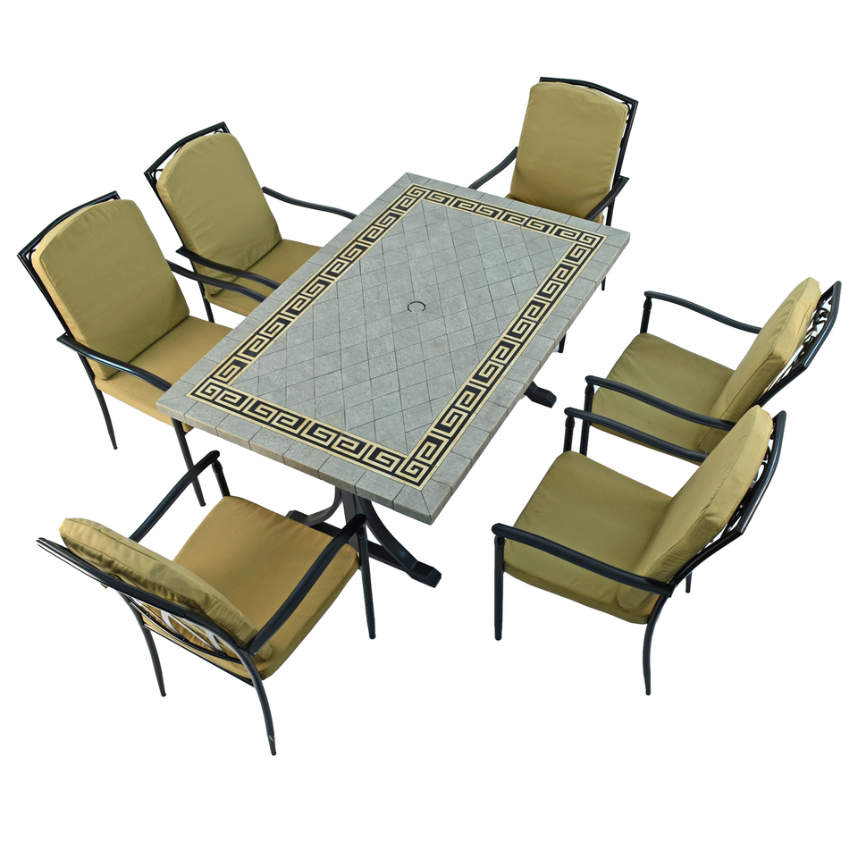 Byron Manor Burlington Dining Table With 6 Ascot Deluxe Chairs Set