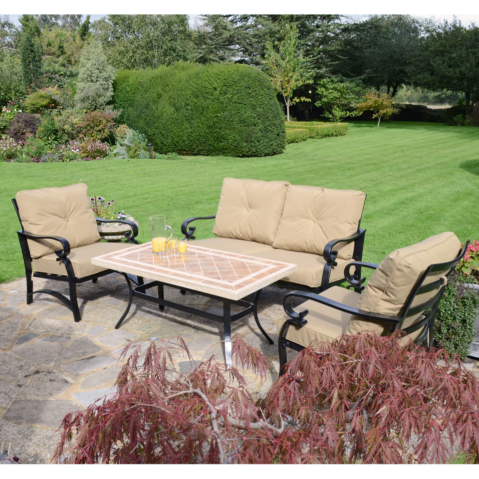 Byron Manor Hampton Garden Stone Rectangular Coffee Table with Windsor Lounge Sofa & 2 Chair Set