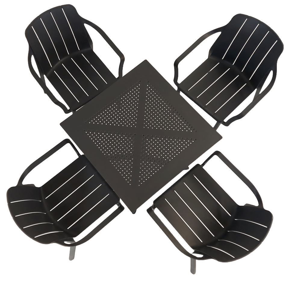 Nardi Clip 70cm Garden Table With 4 Tiberina Armchair Set in Anthracite