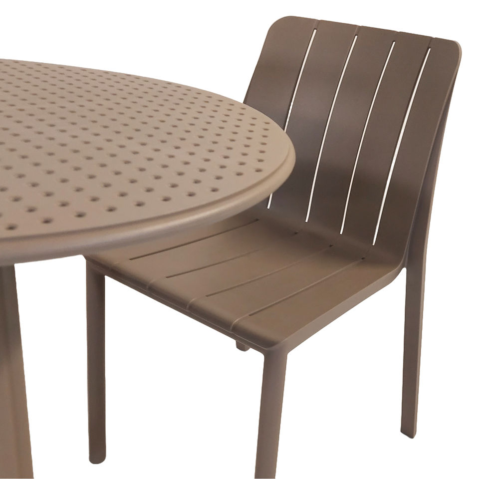 Nardi Step Garden Table With 2 Tiberina Bistrot Chair Set in Turtle Dove