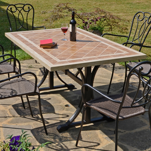 Byron Manor Hampton Garden Stone Rectangular Table with 6 Ascot Chairs Set