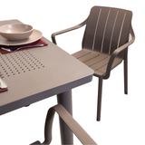 Nardi Libeccio Garden Dining  Table With 6 Tiberina Armchair Set in Turtle Dove