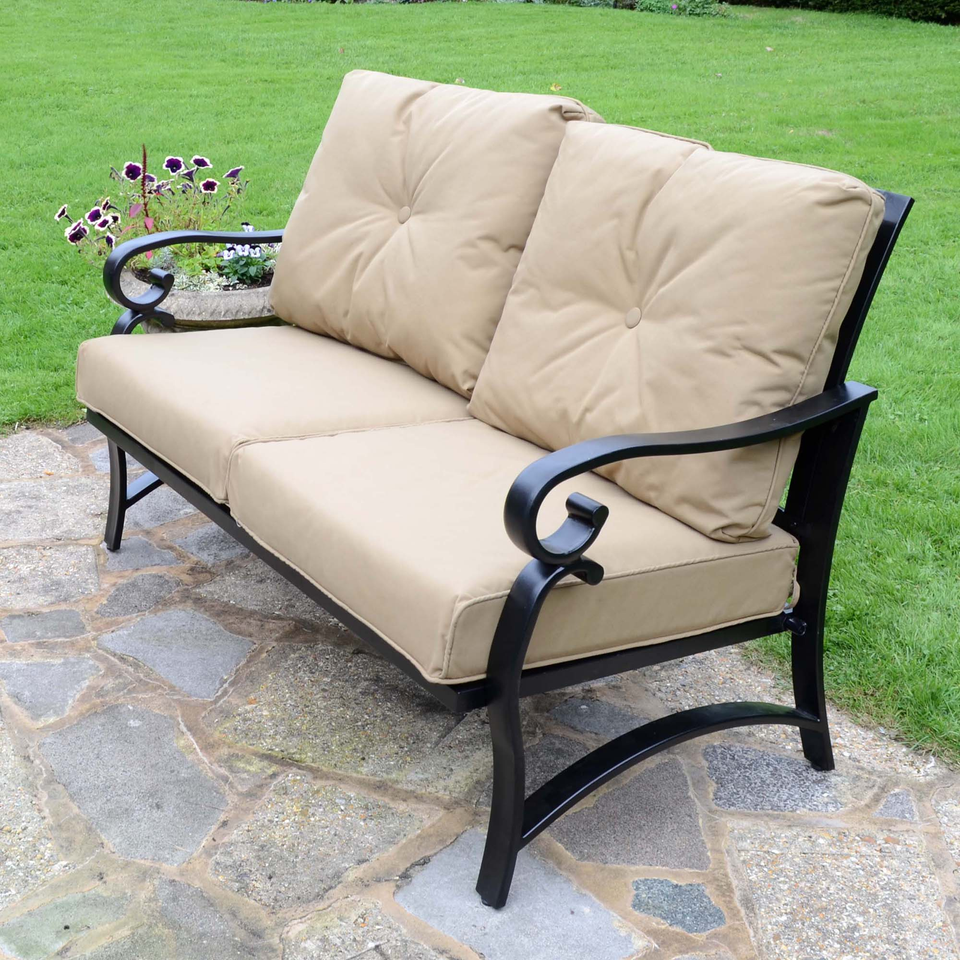 Byron Manor Hampton Garden Stone Rectangular Coffee Table with 2 Windsor Lounge Sofa Set