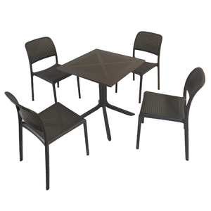 Nardi Clip 70cm Garden Table With 4 Bistrot Chair Set in Anthracite