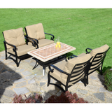 Byron Manor Hampton Garden Stone Rectangular Coffee Table with 4 Windsor Lounge Chair Set