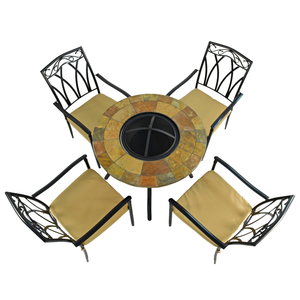 Byron Manor Bayfield Firepit Garden Patio Table with 4 Ascot Chairs Set