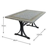 Byron Manor Burlington Mosaic Stone Garden Dining Table with 6 Ascot Chairs