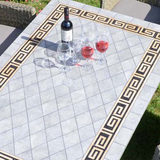 Byron Manor Burlington Mosaic Stone Garden Dining Table with 6 Ascot Chairs