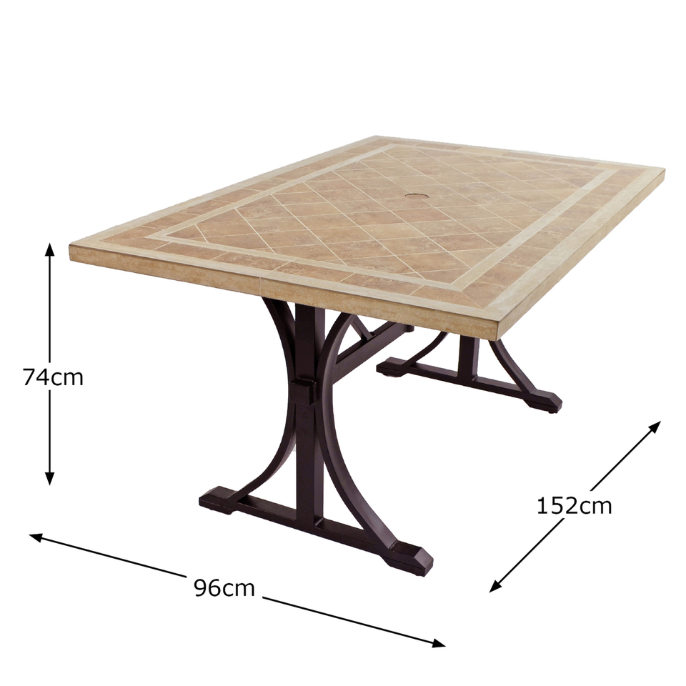 Byron Manor Hampton Garden Stone Rectangular Table with 6 Ascot Chairs Set