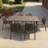 Nardi Libeccio Garden Dining  Table With 6 Tiberina Armchair Set in Turtle Dove