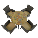Byron Manor Bayfield Firepit Garden Patio Table with 4 Stockholm Brown Chairs Set