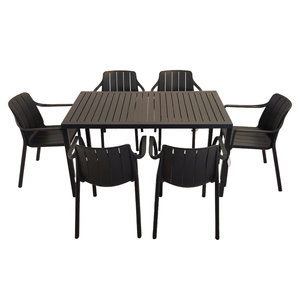 Nardi Cube Garden Dining Table With 6 Tiberina Armchair Set in Anthracite