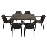 Nardi Cube Garden Dining Table With 6 Tiberina Armchair Set in Anthracite