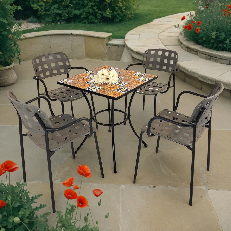Summer Terrace Tobago Square 60cm with 4 Karin Chairs Garden Set