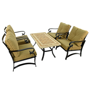 Byron Manor Hampton Garden Stone Rectangular Coffee Table with 4 Windsor Lounge Chair Set