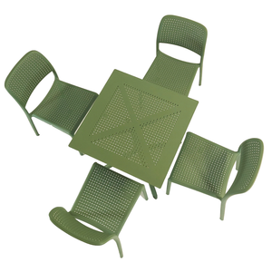 Nardi Clip 70cm Garden Table With 4 Bistrot Chair Set in Olive Green