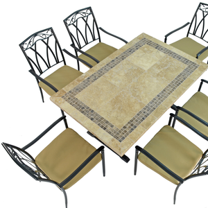 Byron Manor Charleston Stone Garden Dining Table with 6 Ascot Chairs