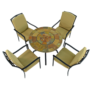 Byron Manor Bayfield Firepit Garden Patio Table with 4 Ascot Deluxe Chairs Set