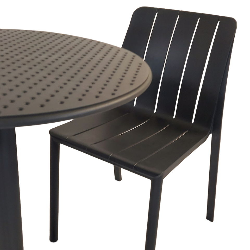 Nardi Step Garden Table With 2 Tiberina Bistrot Chair Set in Anthracite