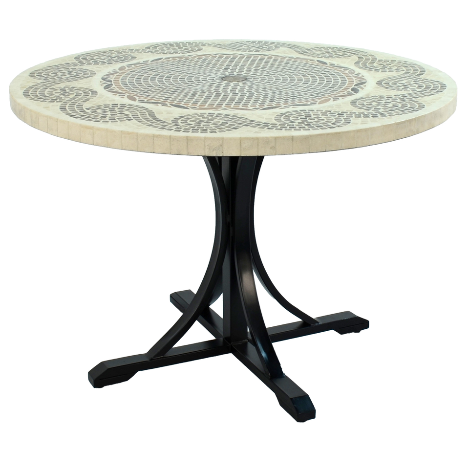 Byron Manor Avignon Mosaic Stone Garden Dining Table With 4 Stockholm Brown Chairs