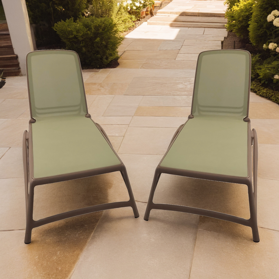 Nardi Atlantico Sun Lounger Turtle Dove & Olive Green Pack Of 2