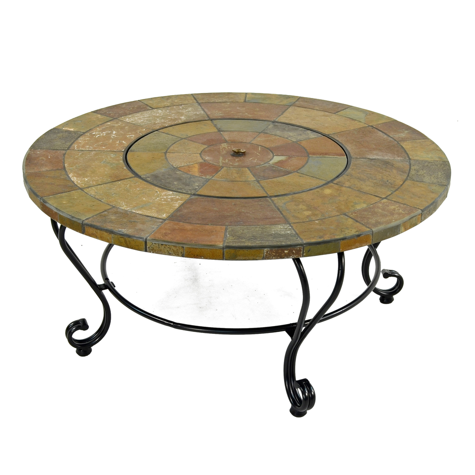 Byron Manor Bayfield Firepit Garden Coffee Table with 4 Windsor Deluxe Lounge Chair Set