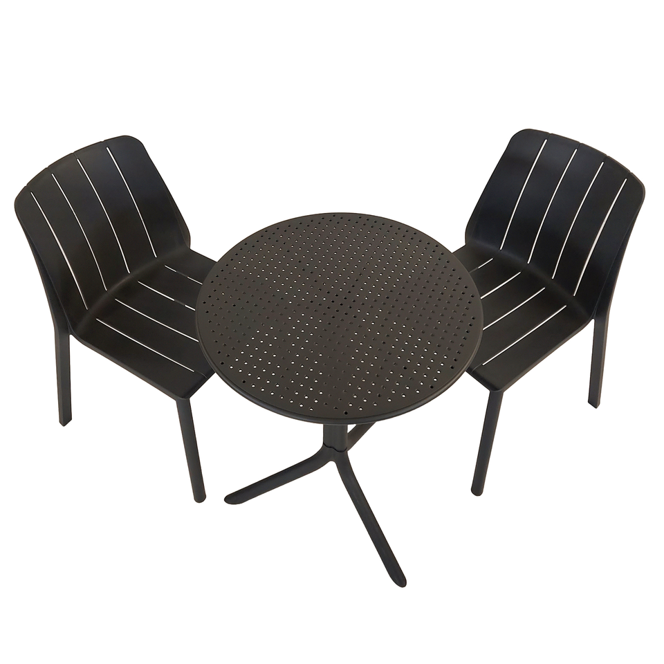 Nardi Step Garden Table With 2 Tiberina Bistrot Chair Set in Anthracite
