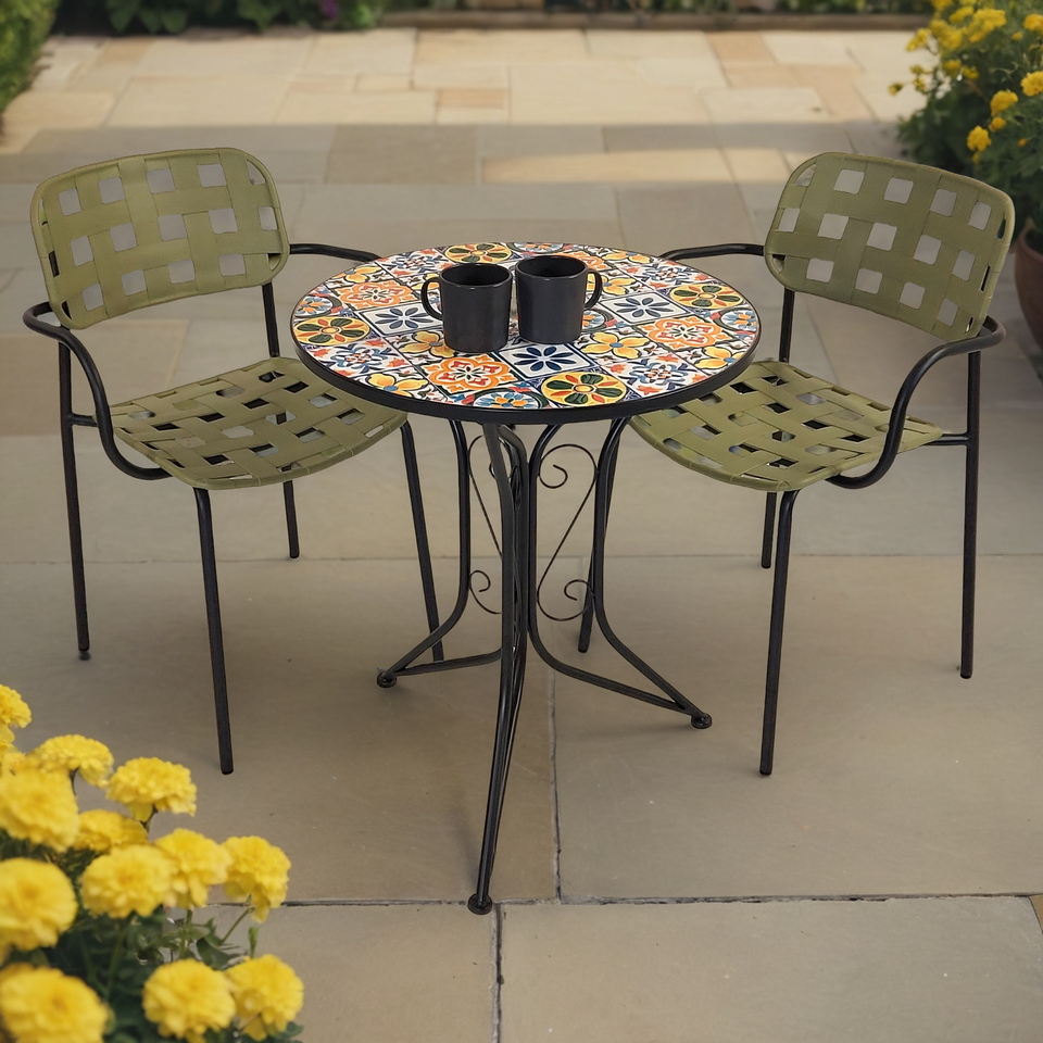 Summer Terrace Cuba Bistro 60cm with 2 Karin Chairs Garden Set