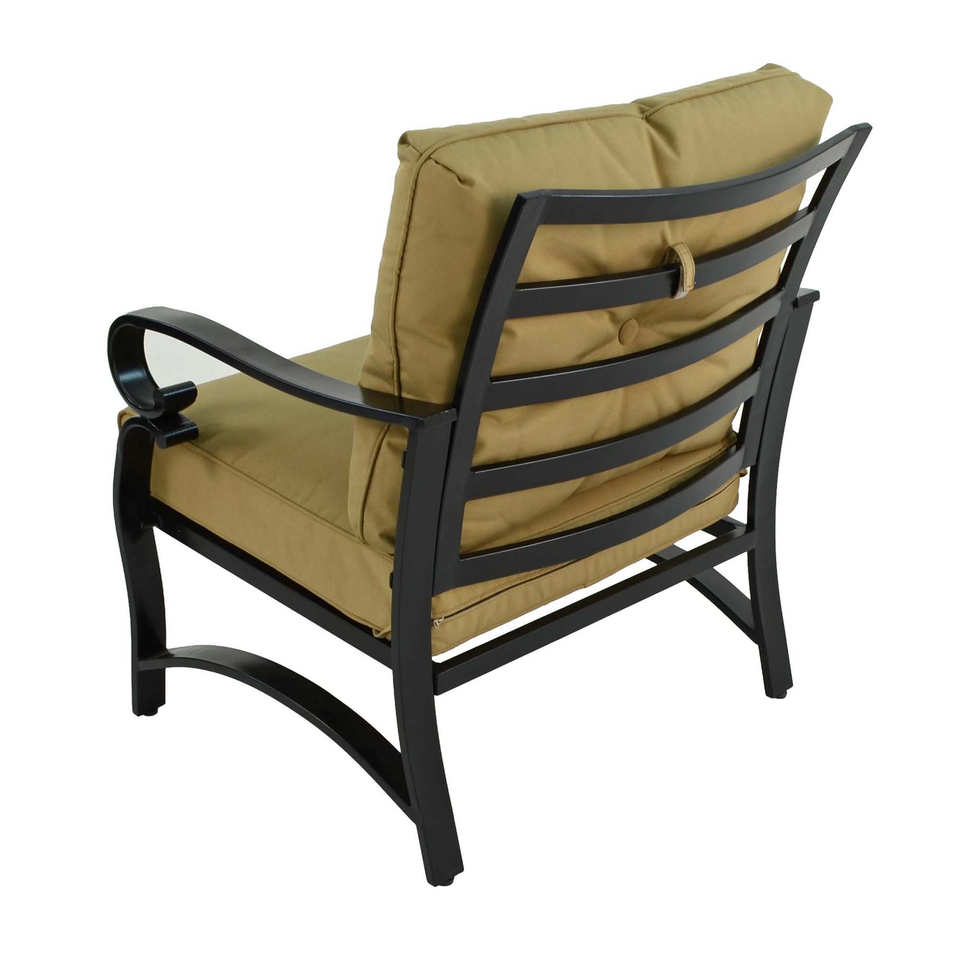 Byron Manor Bayfield Firepit Garden Coffee Table with 4 Windsor Deluxe Lounge Chair Set