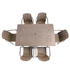 Nardi Libeccio Garden Dining  Table With 6 Tiberina Armchair Set in Turtle Dove