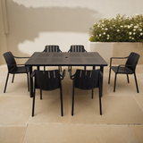 Nardi Libeccio Garden Dining Table With 6 Tiberina Armchair Set in Anthracite