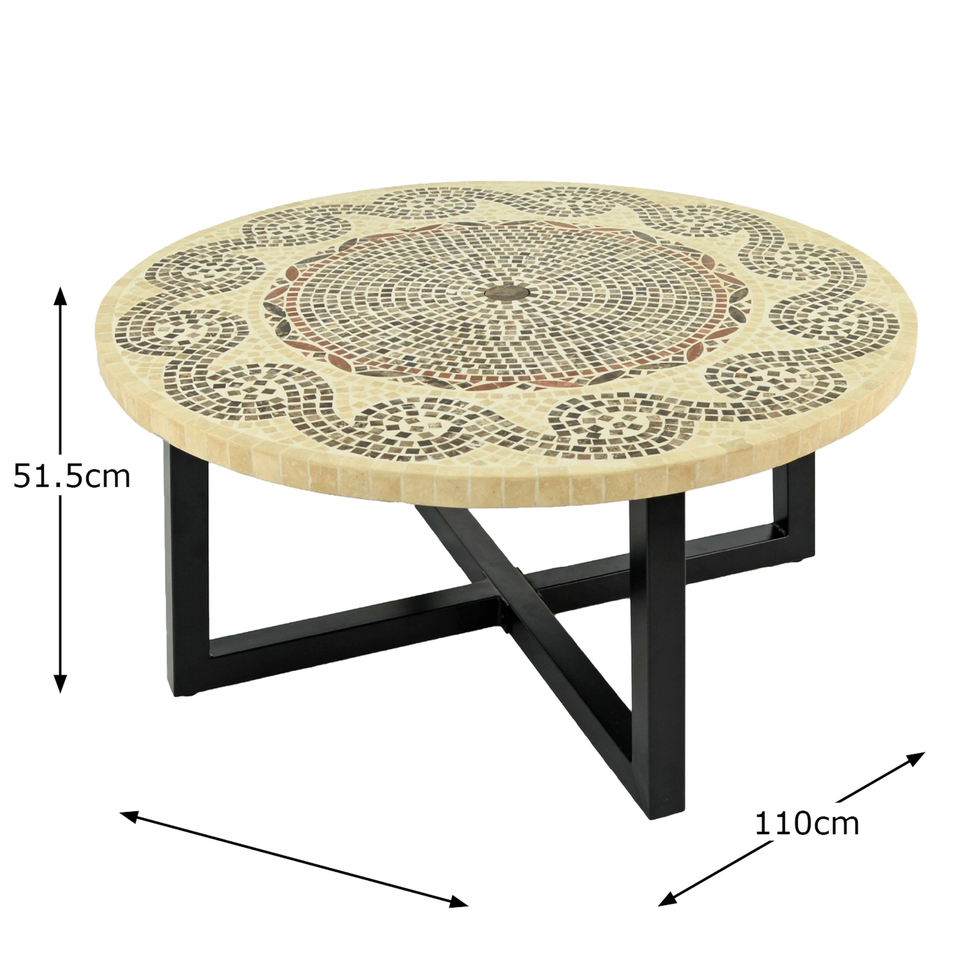 Byron Manor Avignon Garden Coffee Table with 4 Windsor Deluxe Lounge Chair Set