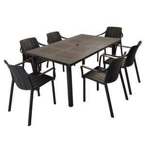 Nardi Libeccio Garden Dining Table With 6 Tiberina Armchair Set in Anthracite