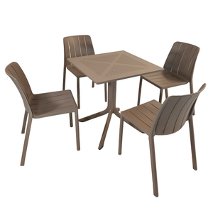 Nardi Clip 70cm Garden Table With 4 Tiberina Bistrot Chair Set in Turtle Dove
