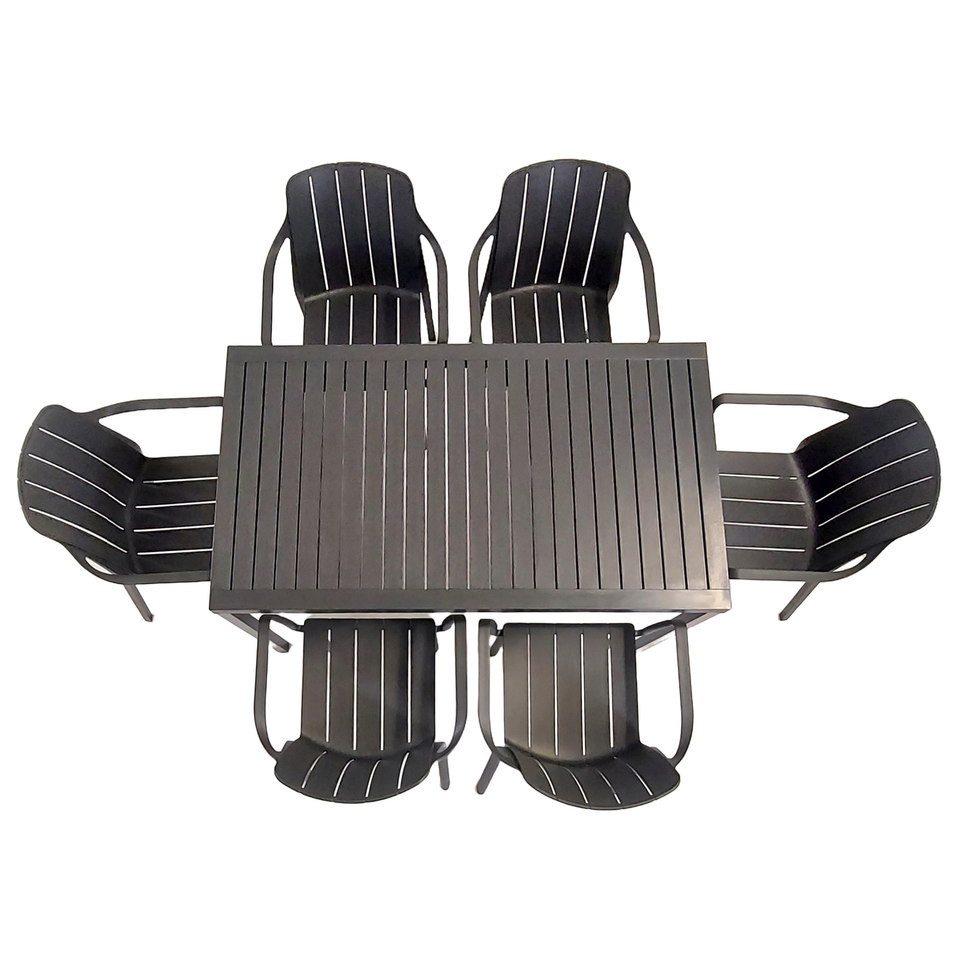 Nardi Cube Garden Dining Table With 6 Tiberina Armchair Set in Anthracite