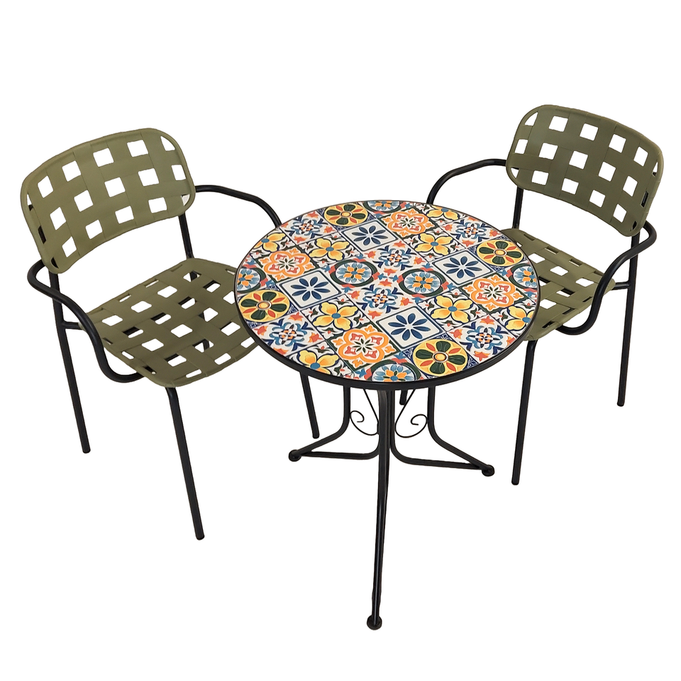 Summer Terrace Cuba Bistro 60cm with 2 Karin Chairs Garden Set