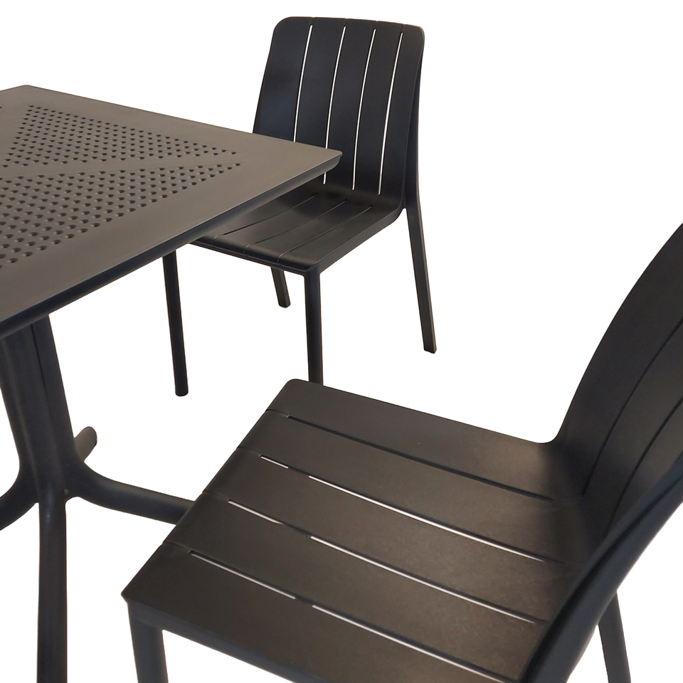 Nardi Clip 70cm Garden Table With 4 Tiberina Bistrot Chair Set in Anthracite