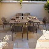 Nardi Libeccio Garden Dining  Table With 6 Tiberina Armchair Set in Turtle Dove